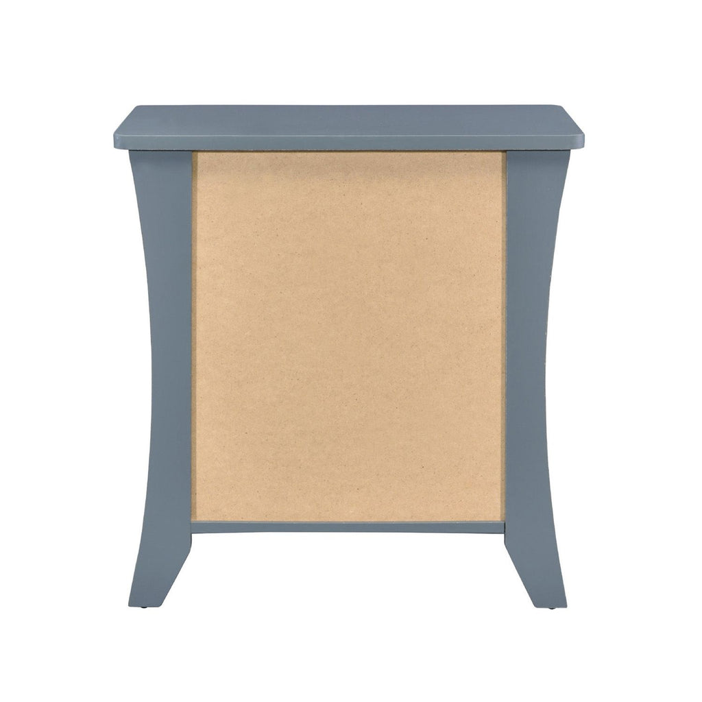 Gray Nightstand with Open Shelf and Two Drawers