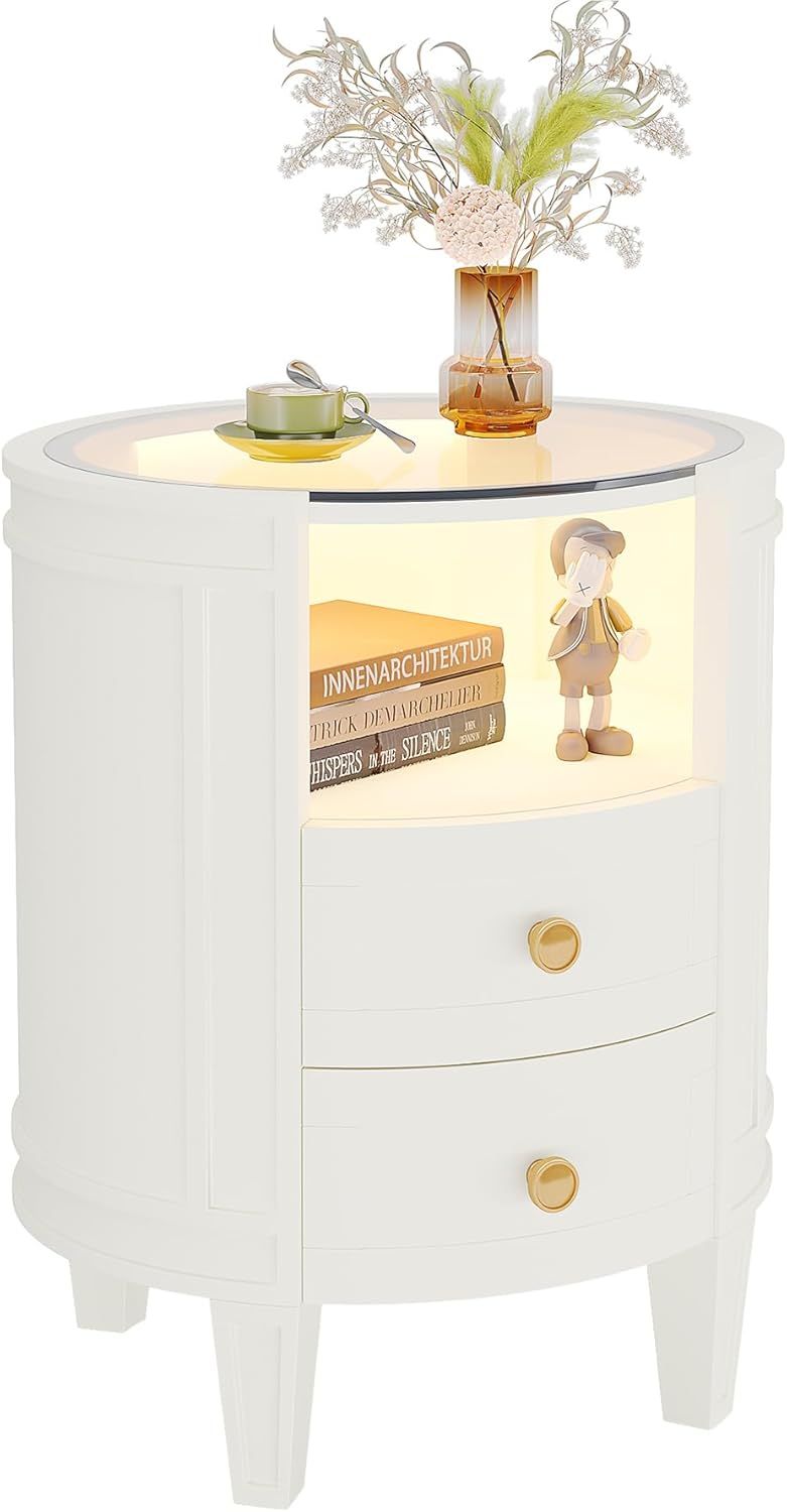 Modern Nightstand with LED Lighting and Ample Storage
