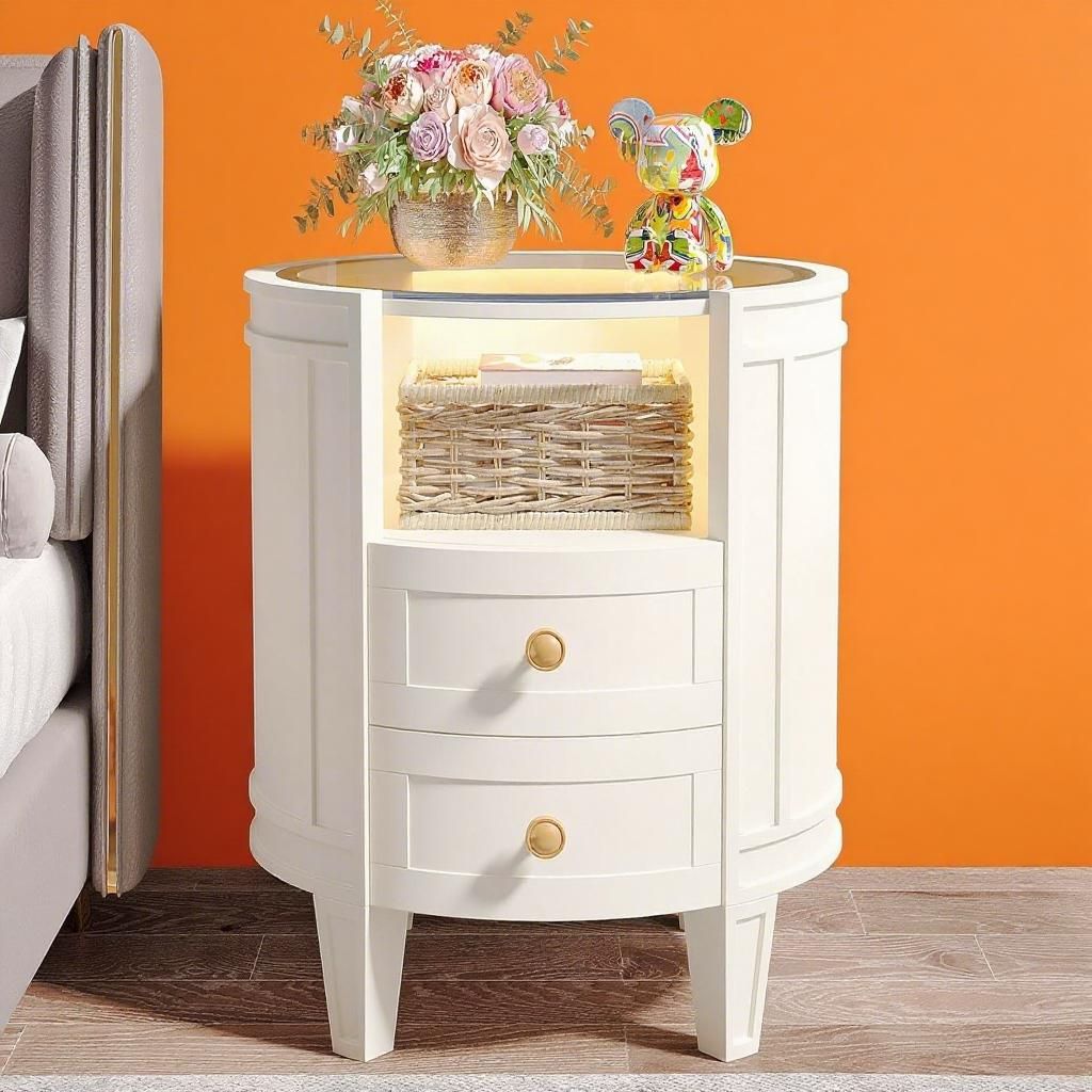 Modern Nightstand with LED Lighting and Ample Storage