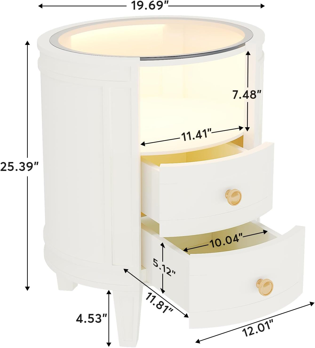 Modern Nightstand with LED Lighting and Ample Storage