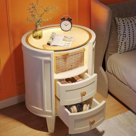 Modern Nightstand with LED Lighting and Ample Storage