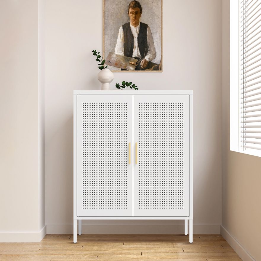 NO LOCK, Metal Storage Cabinet with 2 Doors and 2 Adjustable Shelves, Steel Storage Cabinet, Metal F