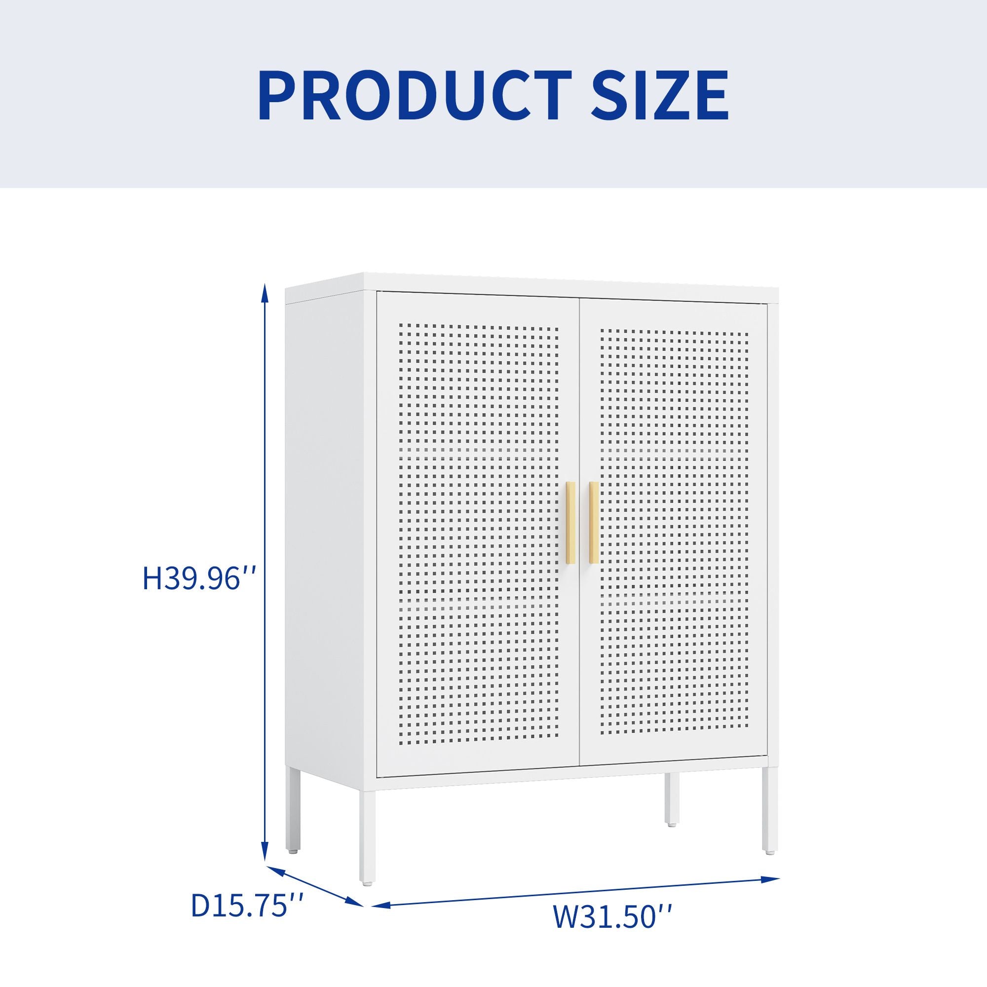 NO LOCK, Metal Storage Cabinet with 2 Doors and 2 Adjustable Shelves, Steel Storage Cabinet, Metal F