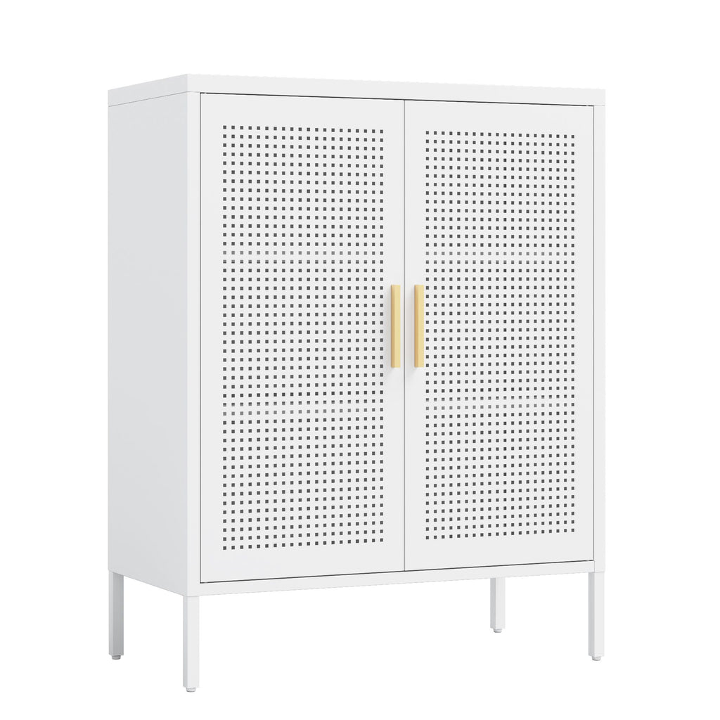 NO LOCK, Metal Storage Cabinet with 2 Doors and 2 Adjustable Shelves, Steel Storage Cabinet, Metal F