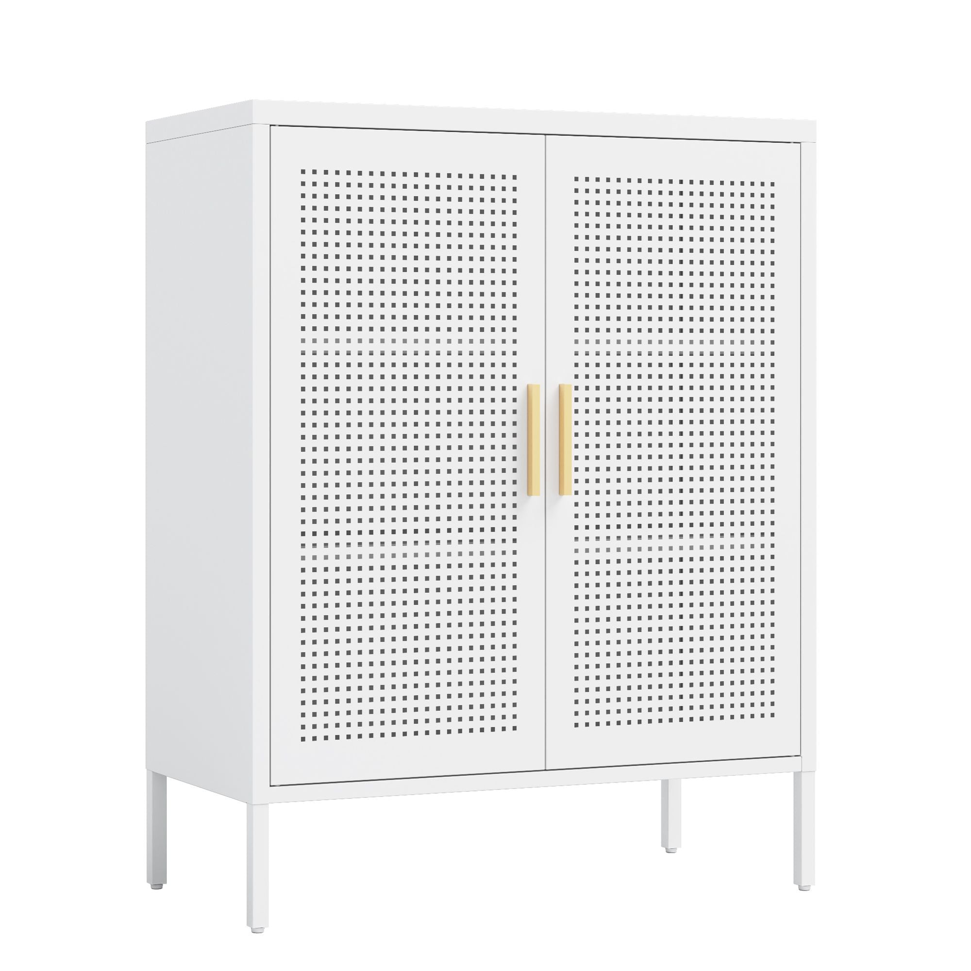 NO LOCK, Metal Storage Cabinet with 2 Doors and 2 Adjustable Shelves, Steel Storage Cabinet, Metal F