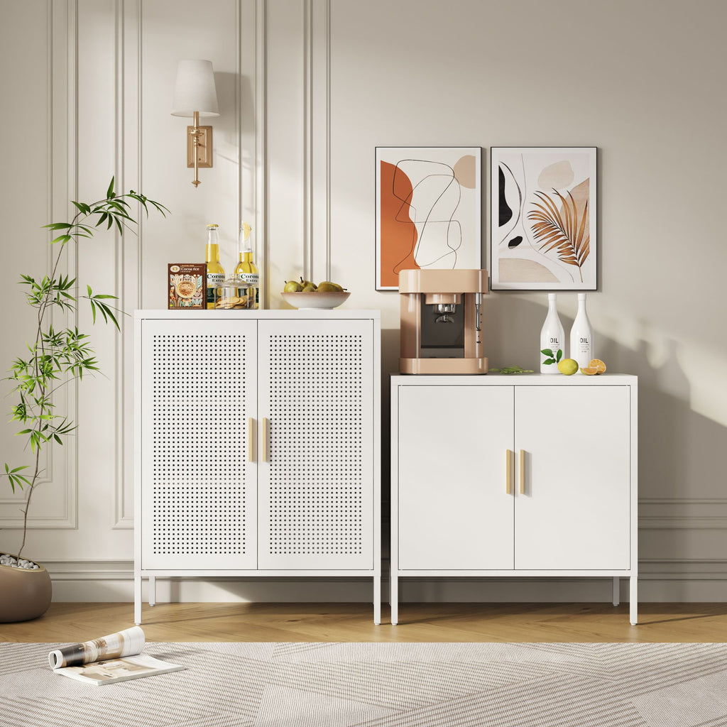 NO LOCK, Metal Storage Cabinet with 2 Doors and 2 Adjustable Shelves, Steel Storage Cabinet, Metal F