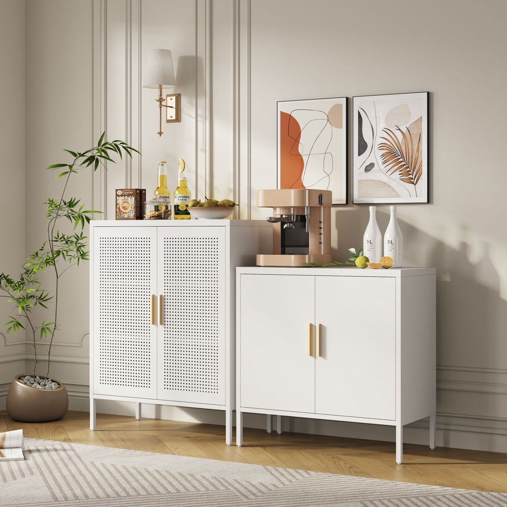 NO LOCK, Metal Storage Cabinet with 2 Doors and 2 Adjustable Shelves, Steel Storage Cabinet, Metal F