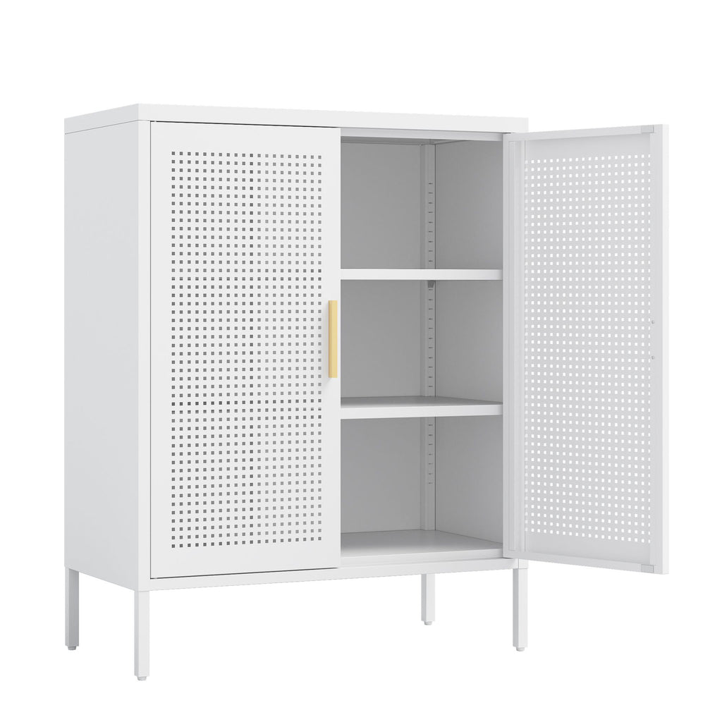 NO LOCK, Metal Storage Cabinet with 2 Doors and 2 Adjustable Shelves, Steel Storage Cabinet, Metal F