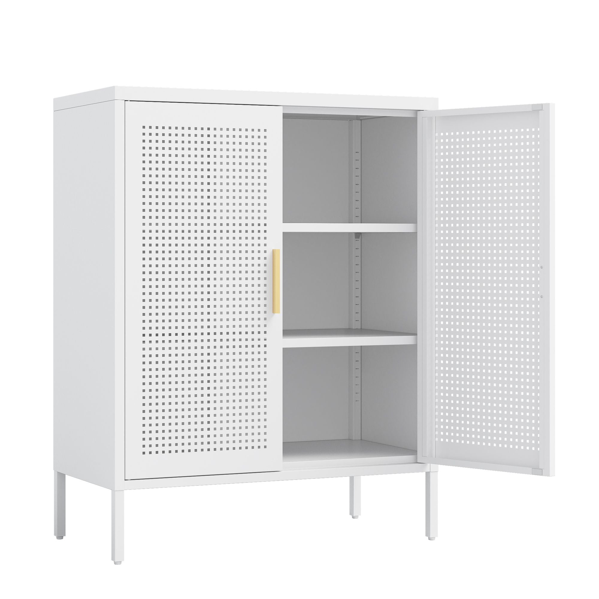 NO LOCK, Metal Storage Cabinet with 2 Doors and 2 Adjustable Shelves, Steel Storage Cabinet, Metal F