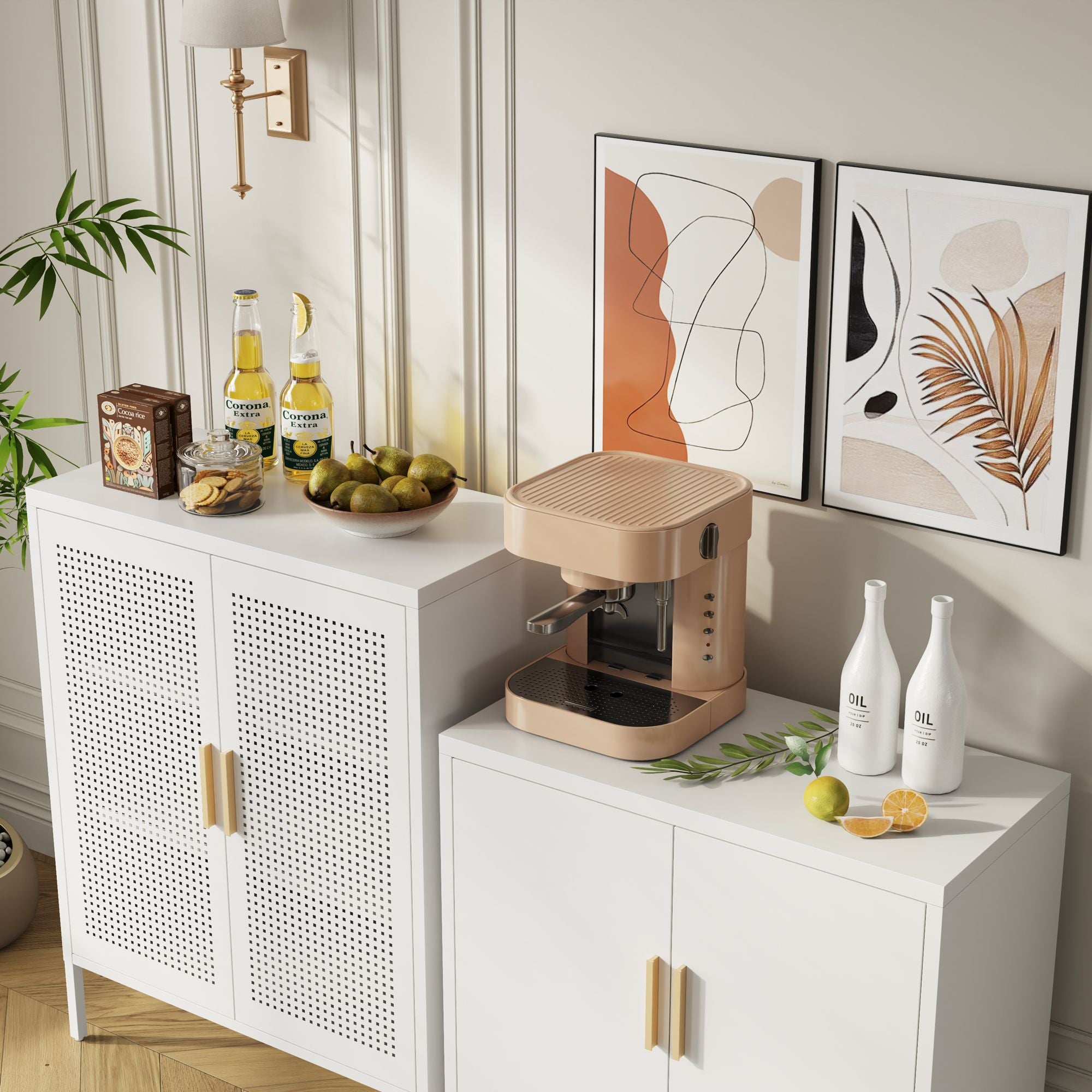 NO LOCK, Metal Storage Cabinet with 2 Doors and 2 Adjustable Shelves, Steel Storage Cabinet, Metal F