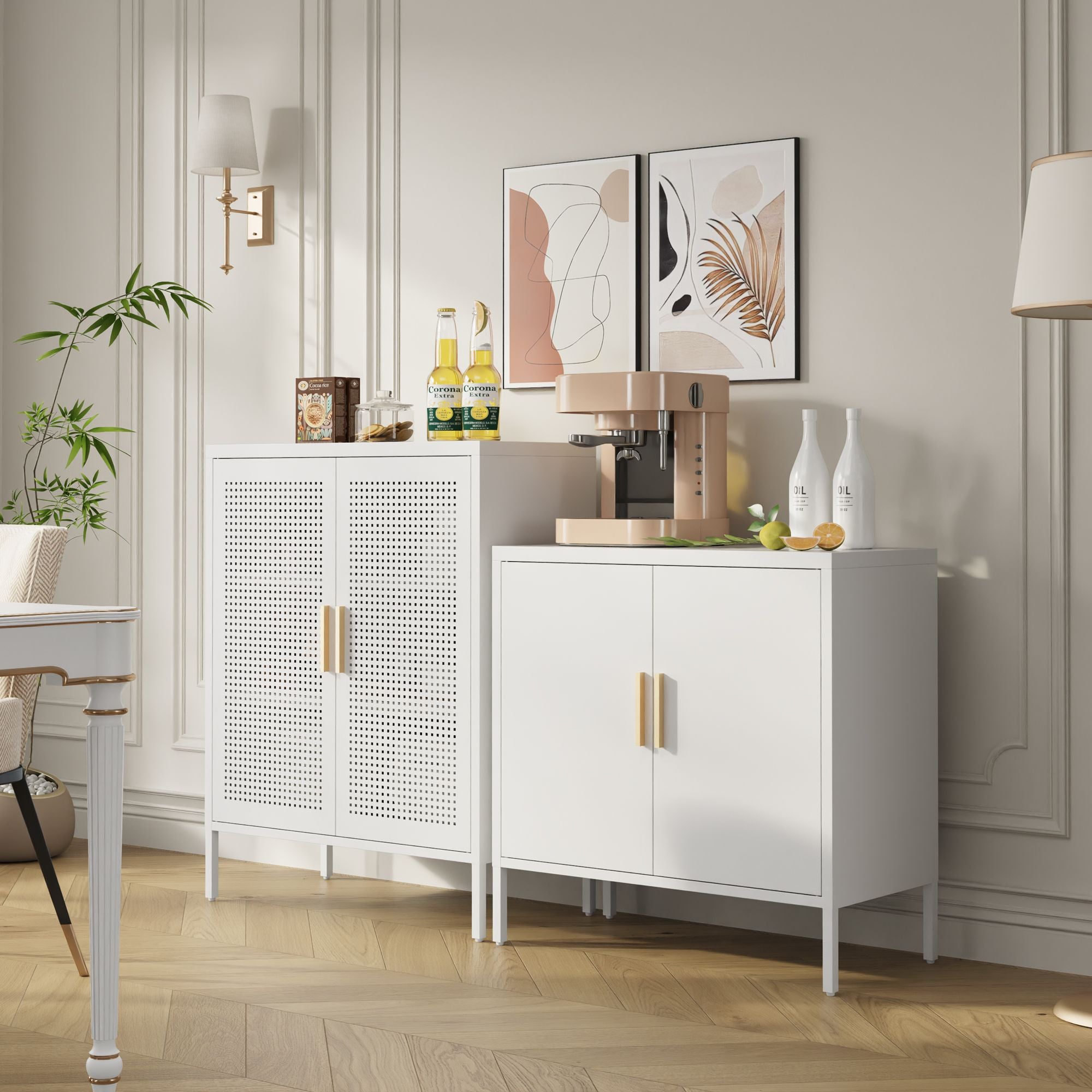 NO LOCK, Metal Storage Cabinet with 2 Doors and 2 Adjustable Shelves, Steel Storage Cabinet, Metal F