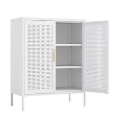NO LOCK, Metal Storage Cabinet with 2 Doors and 2 Adjustable Shelves, Steel Storage Cabinet, Metal F