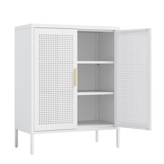 NO LOCK, Metal Storage Cabinet with 2 Doors and 2 Adjustable Shelves, Steel Storage Cabinet, Metal F