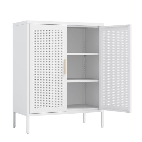 NO LOCK, Metal Storage Cabinet with 2 Doors and 2 Adjustable Shelves, Steel Storage Cabinet, Metal F