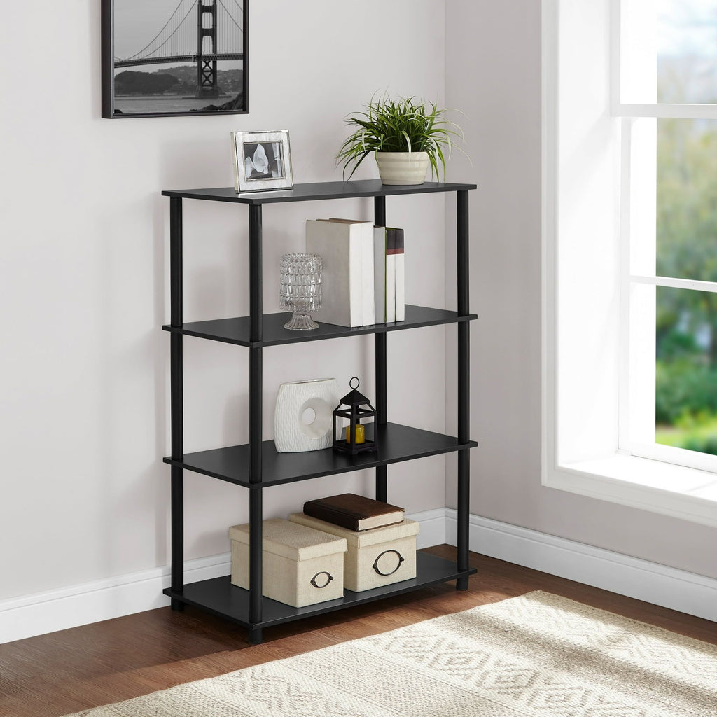 No-Tools 4-Shelf Bookcase with Sleek Design and Versatile Storage