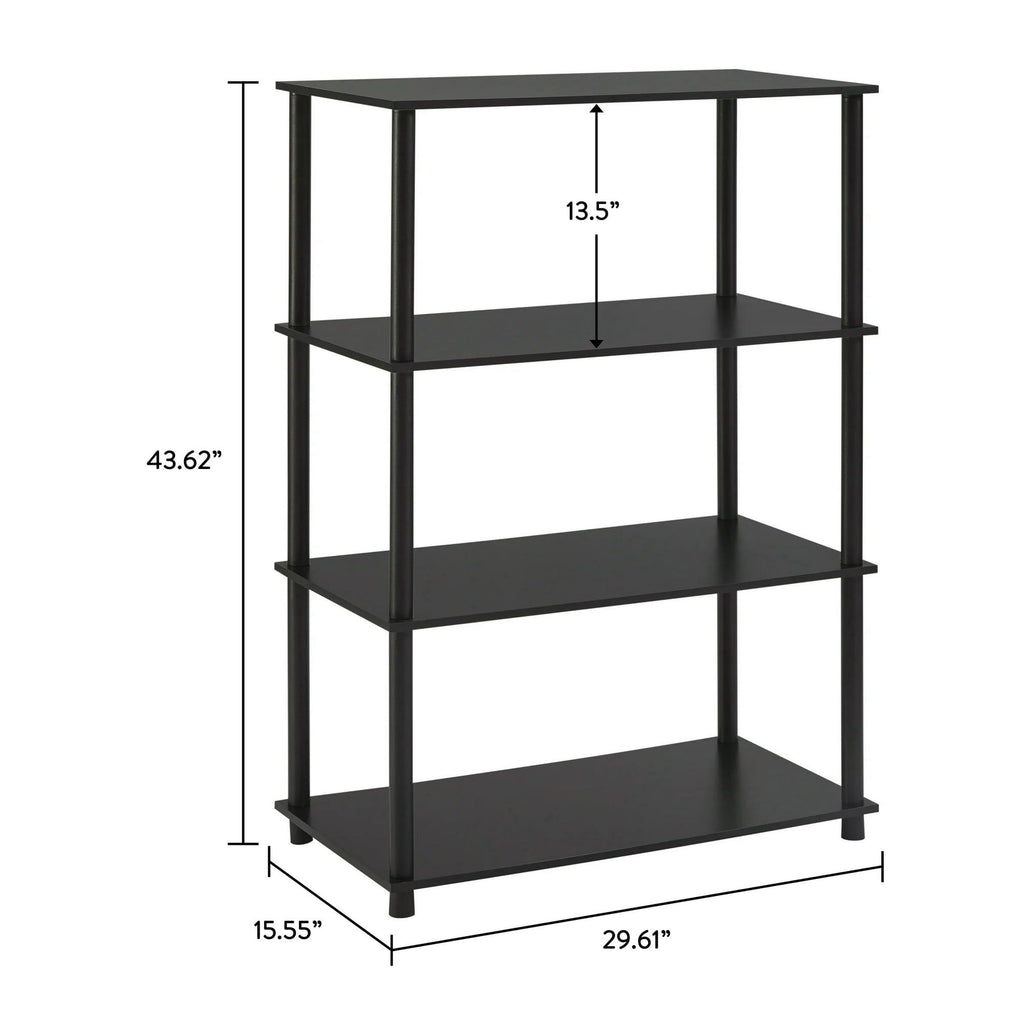 No-Tools 4-Shelf Bookcase with Sleek Design and Versatile Storage