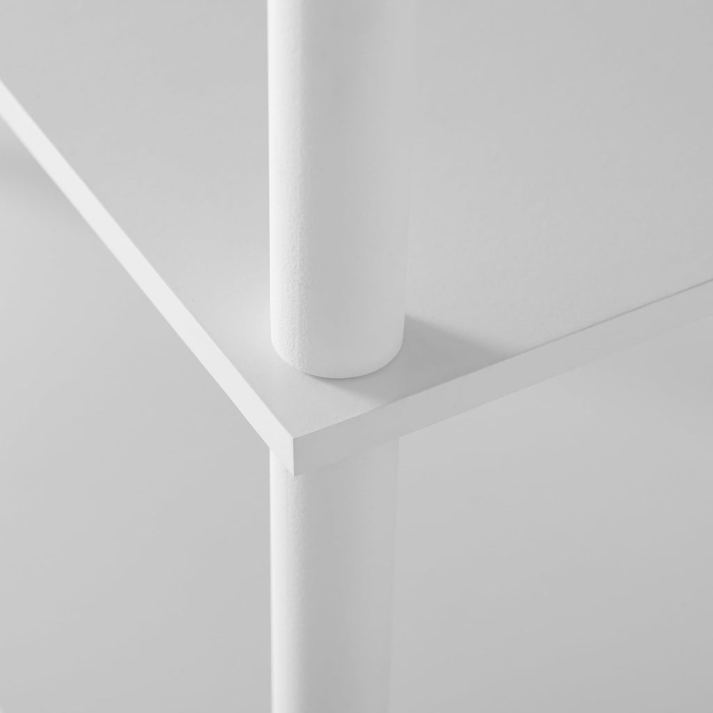 Tool-Free 4-Shelf Bookcase in White – Sleek Open Design