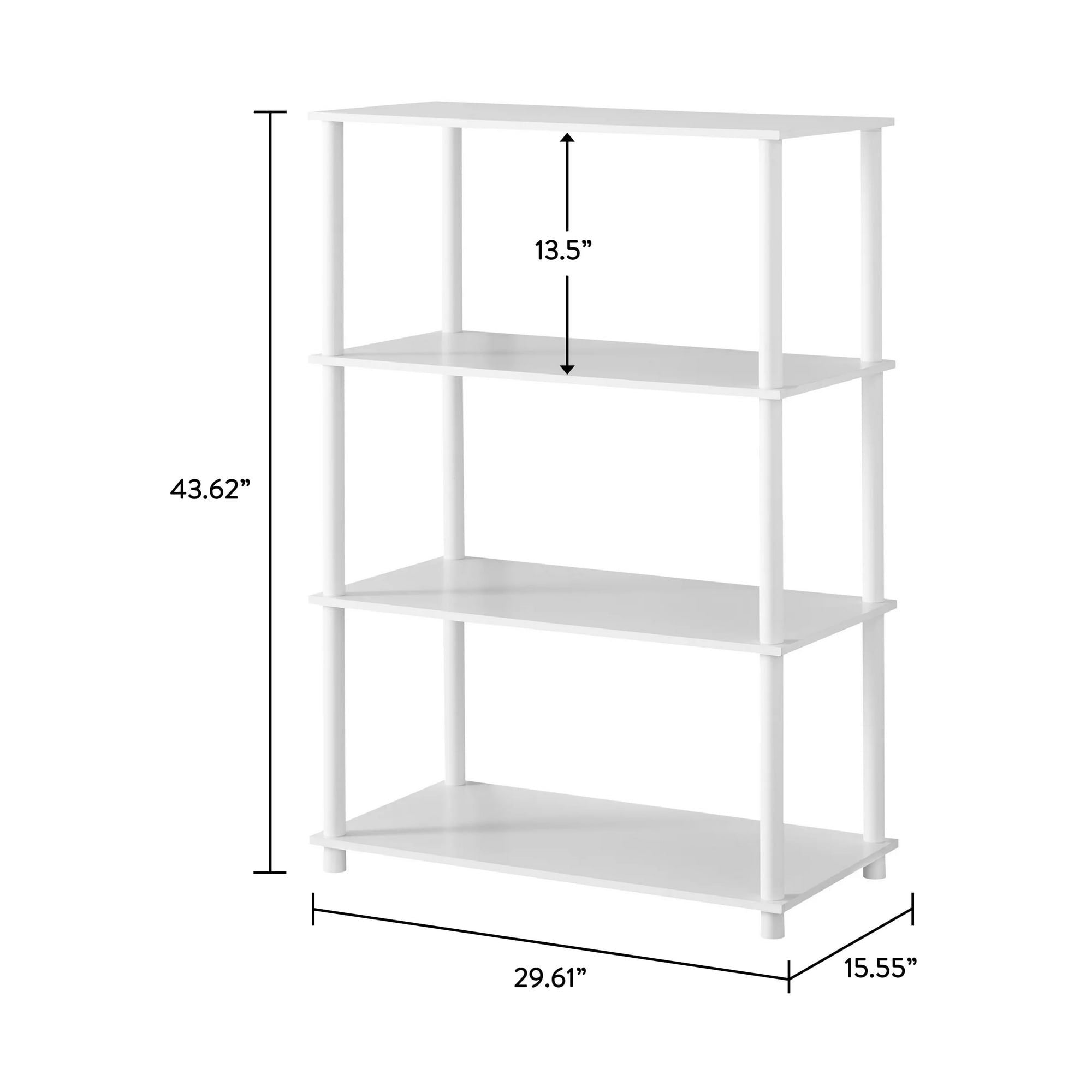 Tool-Free 4-Shelf Bookcase in White – Sleek Open Design