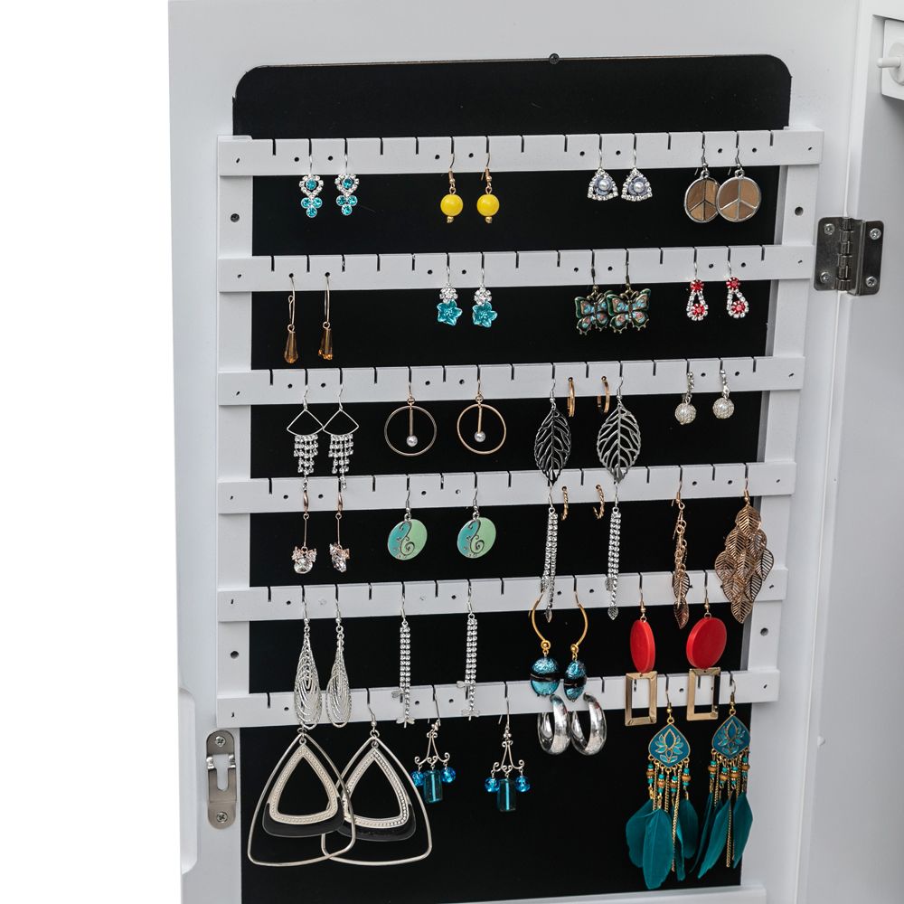 Jewelry Storage Mirror Cabinet with LED Lights, Drawers, and Locking Door