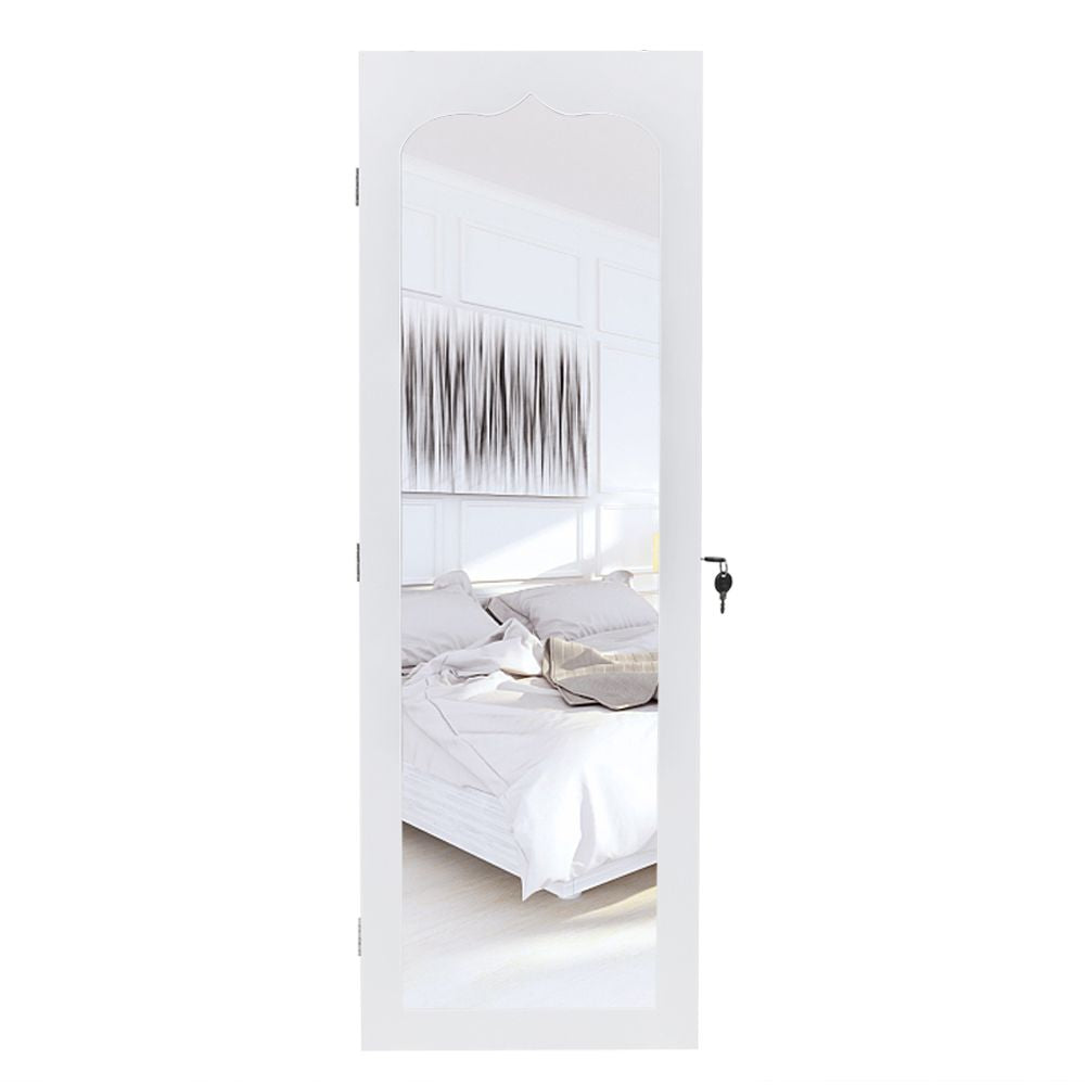 Wall or Door Mounted Jewelry Cabinet with Mirror and LED Lights
