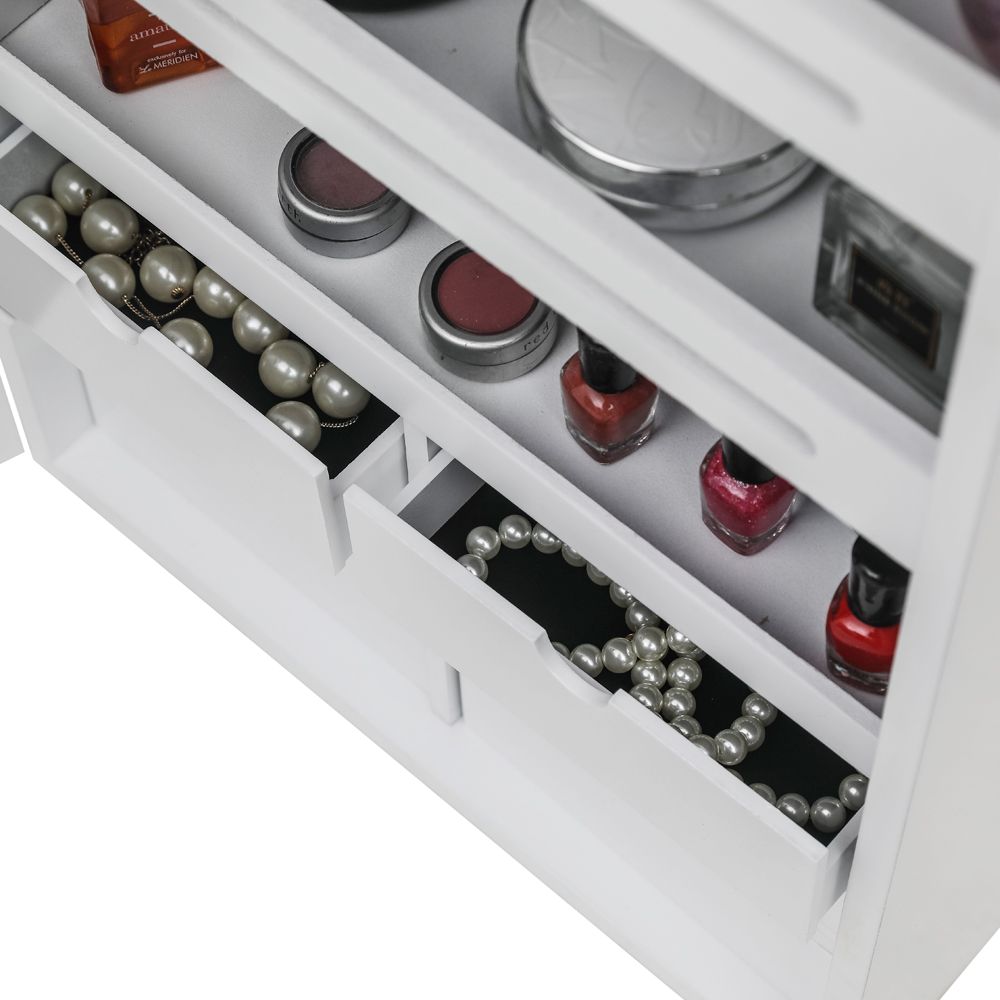 Wall or Door Mounted Jewelry Cabinet with Mirror and LED Lights