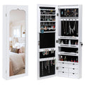 Wall or Door Mounted Jewelry Cabinet with Mirror and LED Lights