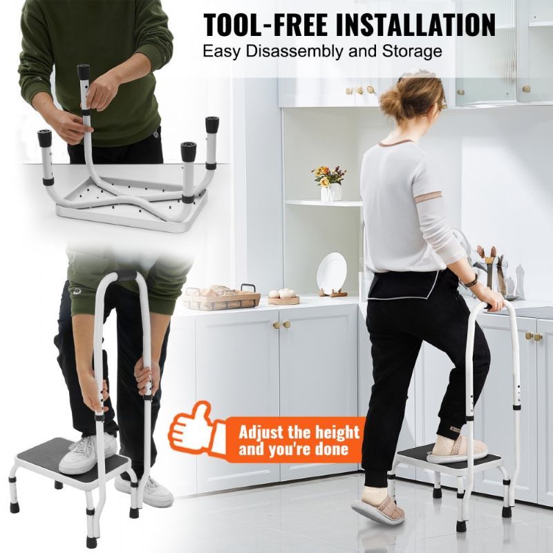 Non-Slip Step Stool with Supportive Handrail