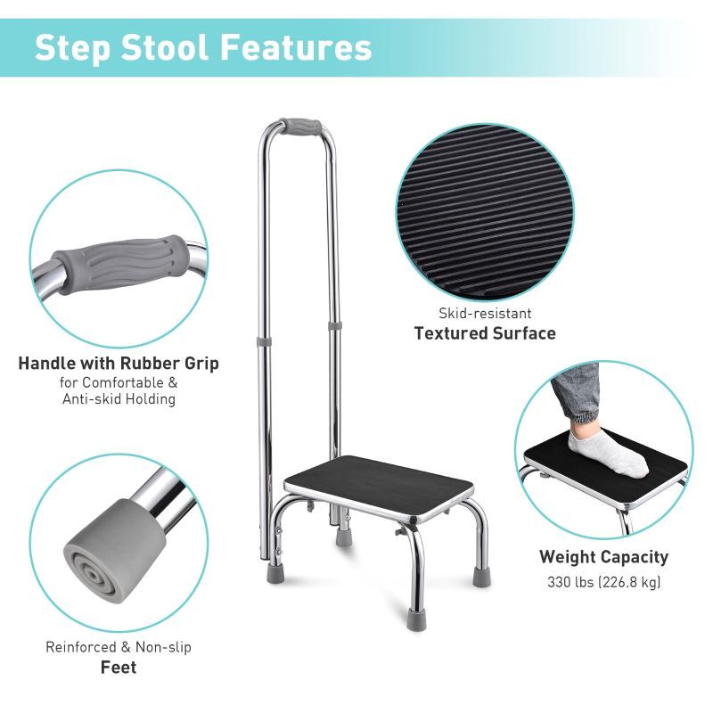 Non-Slip Step Stool with Supportive Handrail