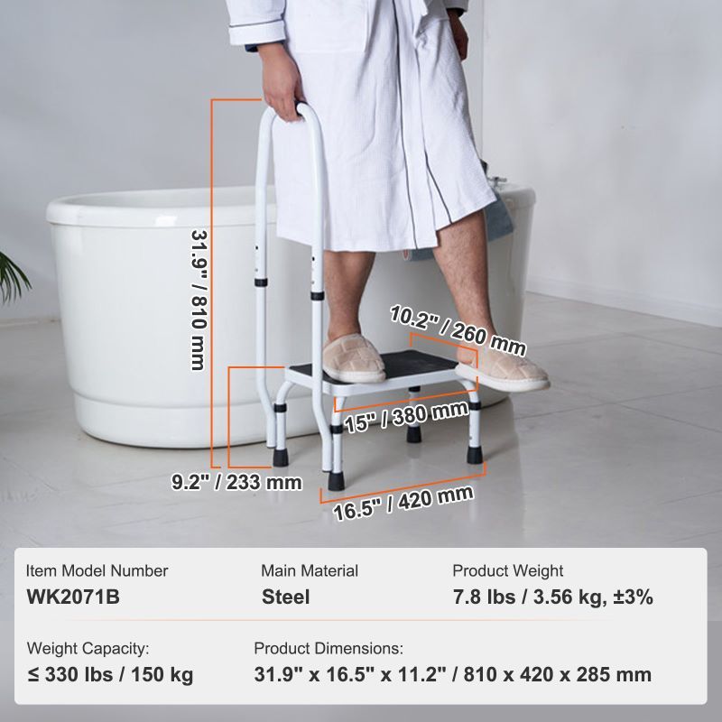 Non-Slip Step Stool with Supportive Handrail