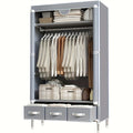 Portable Wardrobe with Hanging Rod and Three Drawers