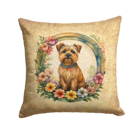 Norfolk Terrier and Flowers Decorative Throw Pillow