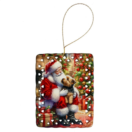 Norfolk Terrier and Santa Claus Christmas Ornament
