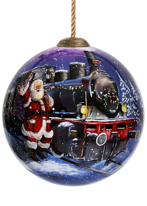North Pole Station Santa and Train Ornament