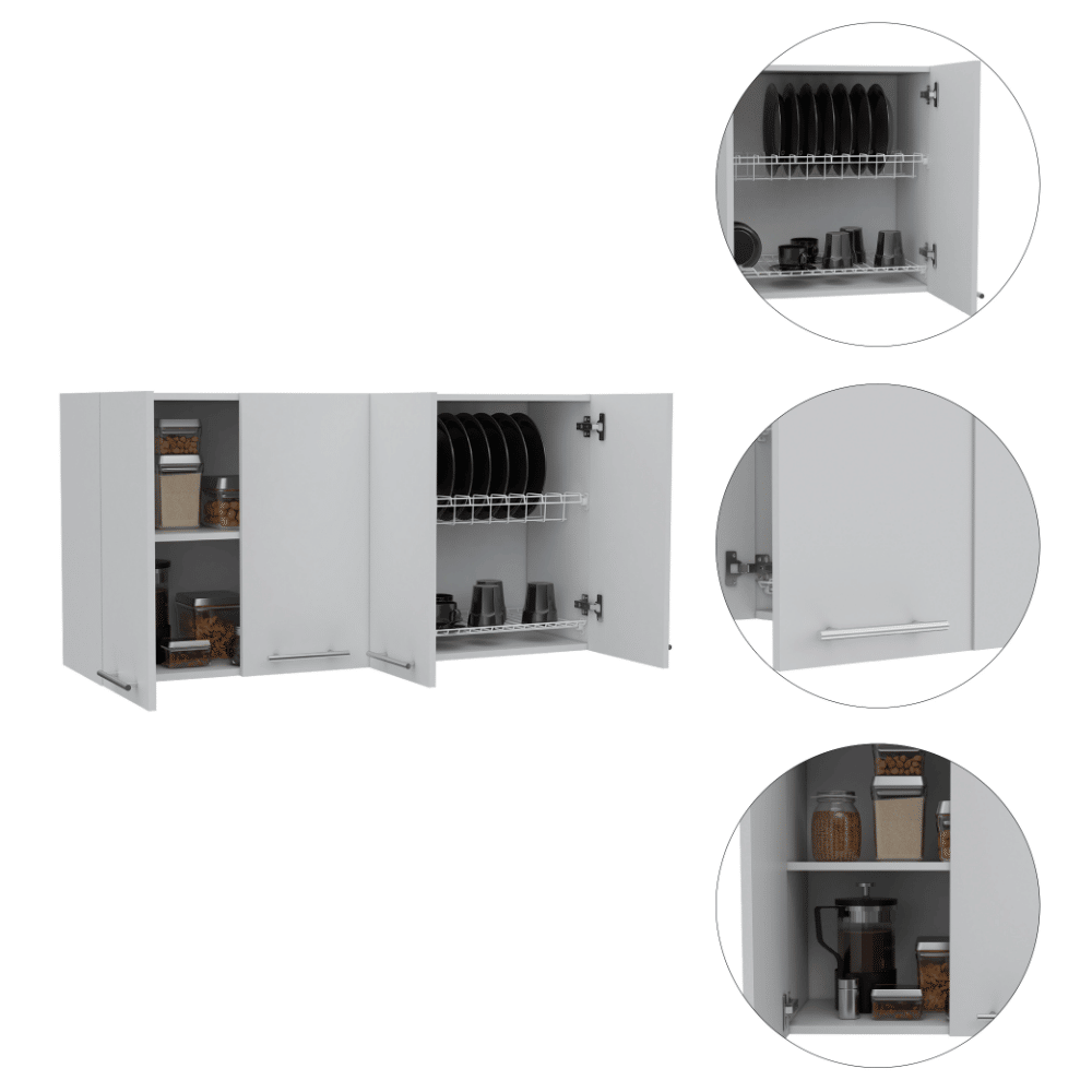 Norwalk 2-Piece Kitchen Set with Island and Wall Cabinet in White/Light Oak