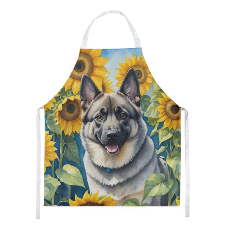 Norwegian Elkhound in Sunflowers Art Apron
