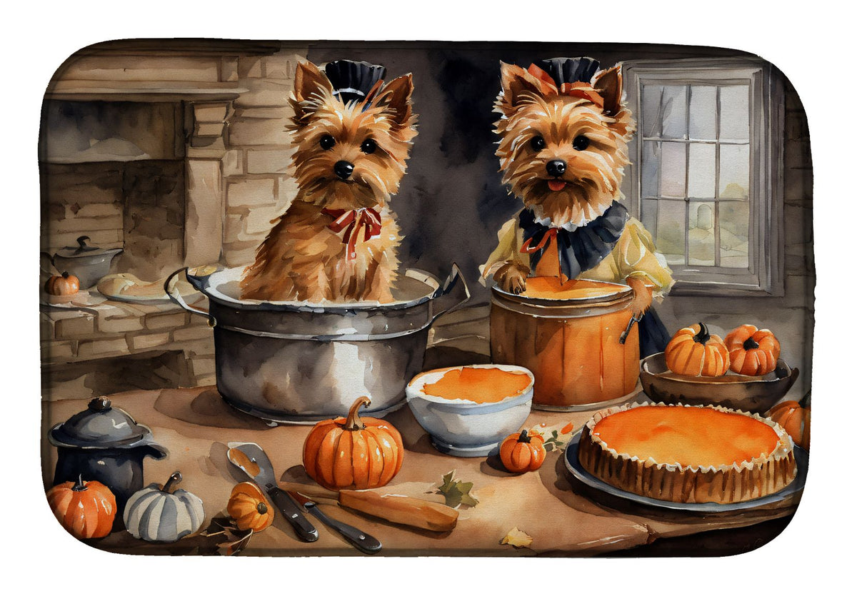 Norwich Terrier Pumpkin Dish Drying Mat