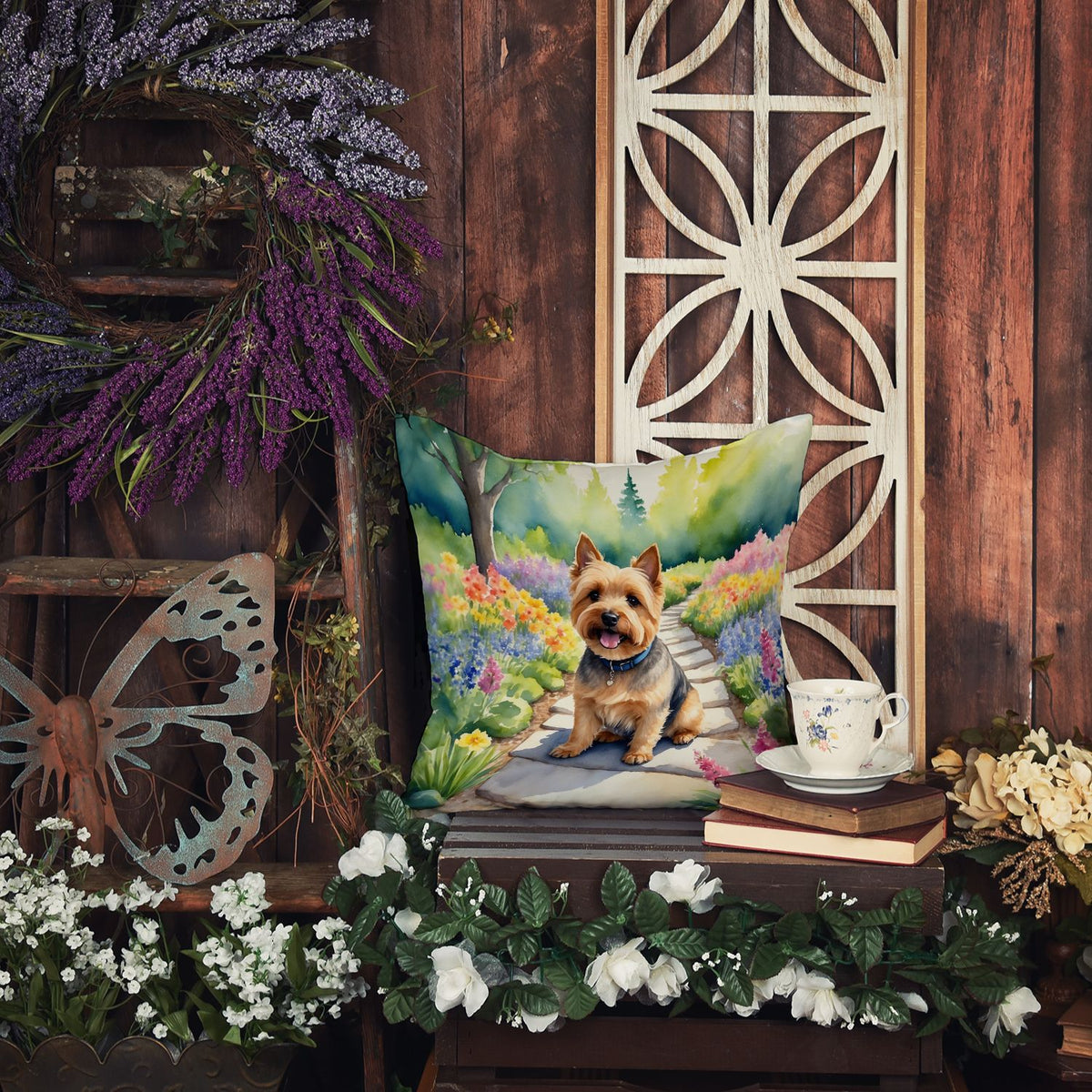 Norwich Terrier Spring Path Decorative Throw Pillow