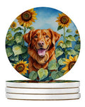 Nova Scotia Duck Toller in Sunflowers Coaster Set