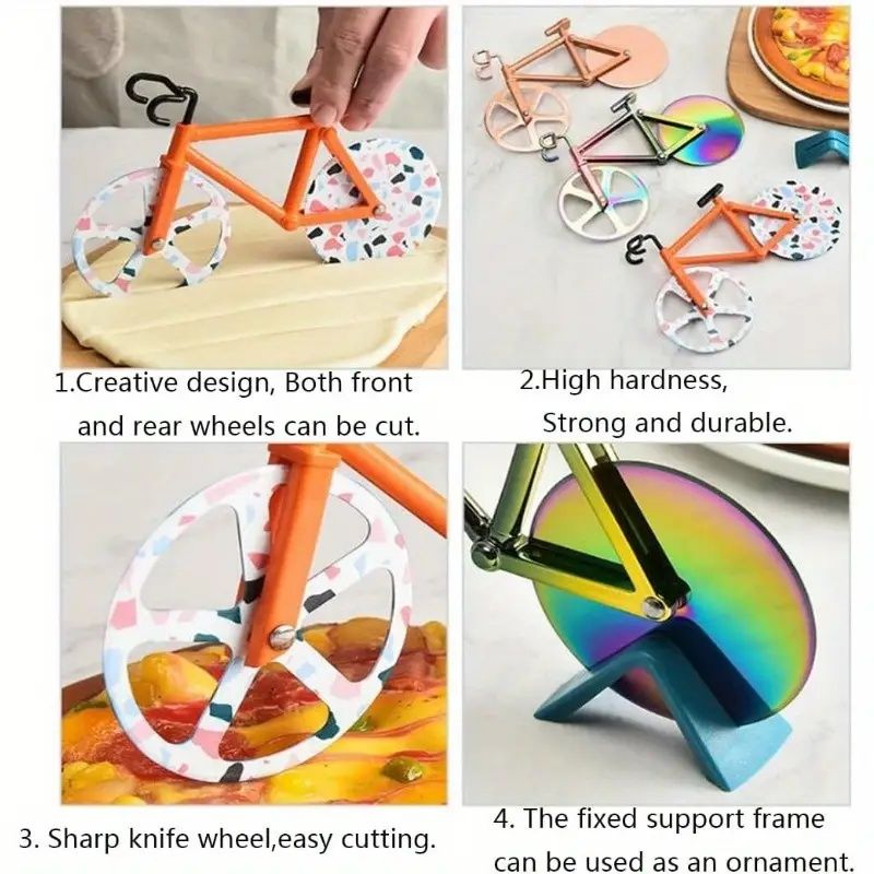 Fun Bike-Shaped Pizza Cutter with Stainless Steel Blade – Easy to Clean