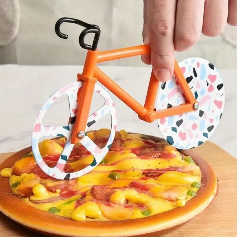 Fun Bike-Shaped Pizza Cutter with Stainless Steel Blade – Easy to Clean