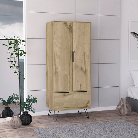Nuvo Closet Double Door Cabinet with Drawer and Hairpin Legs