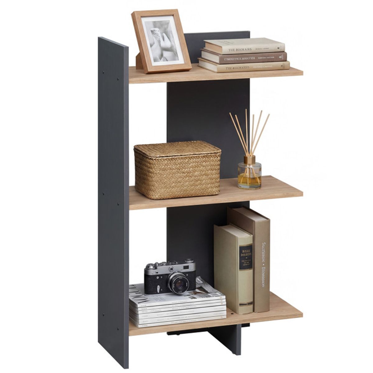 Oak-Finish Open Bookshelf for Everyday Display