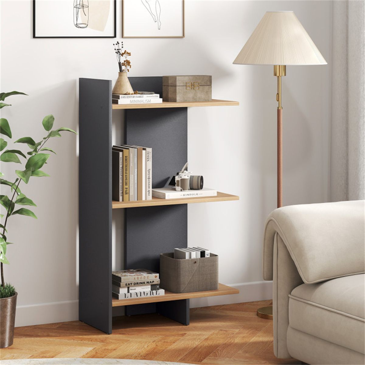 Oak-Finish Open Bookshelf for Everyday Display