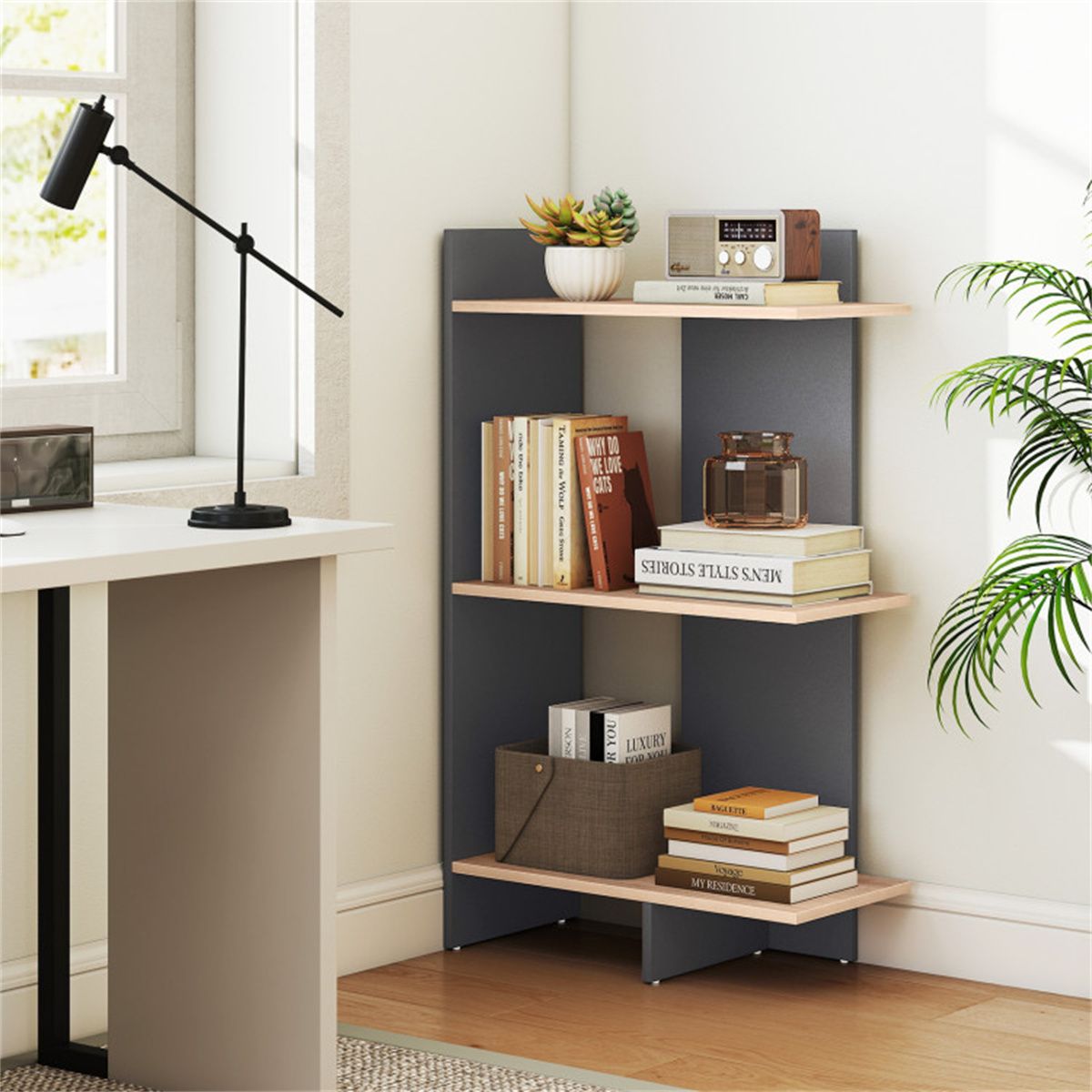 Oak-Finish Open Bookshelf for Everyday Display
