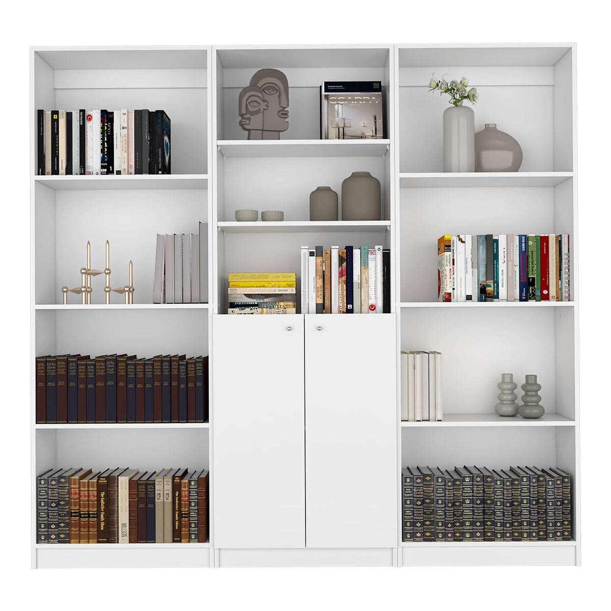 Oasis 3-Piece Living Room Set with Bookcases in White