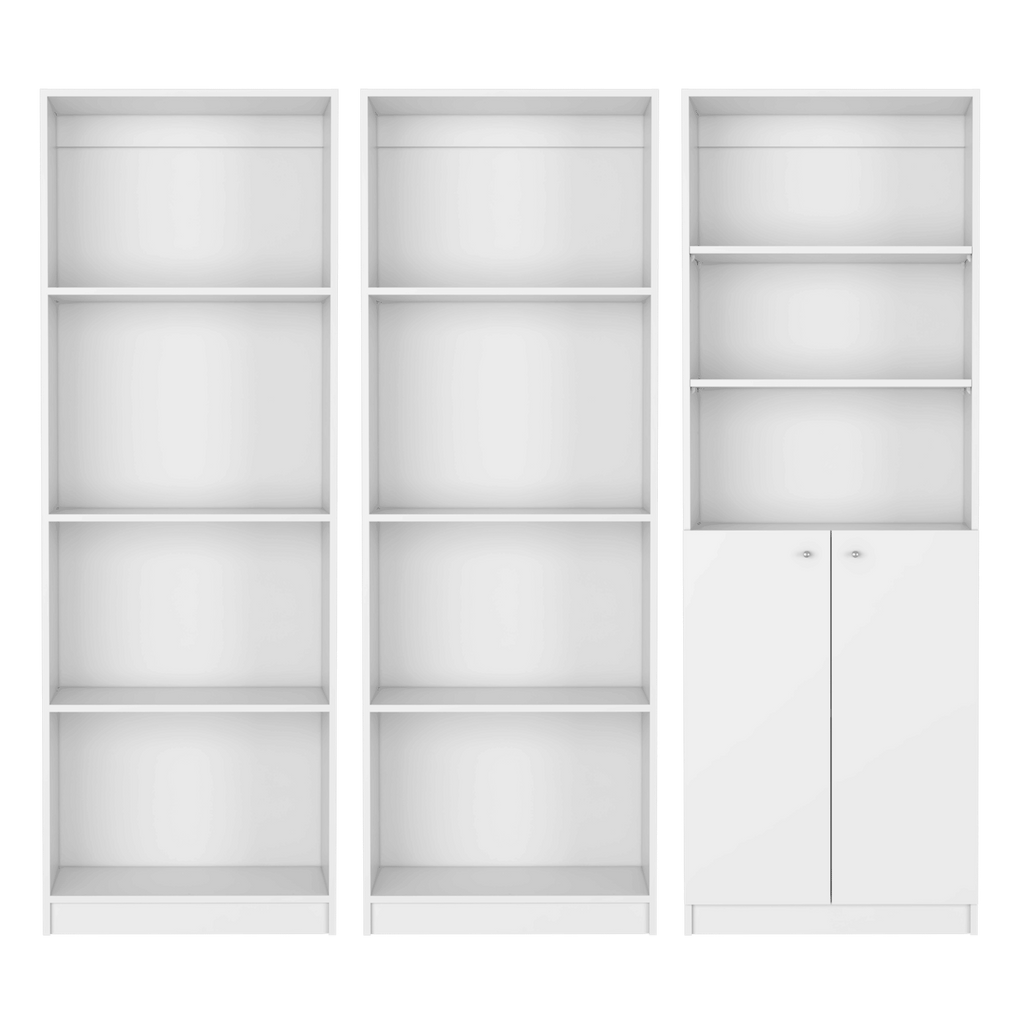 Oasis 3-Piece Living Room Set with Bookcases in White