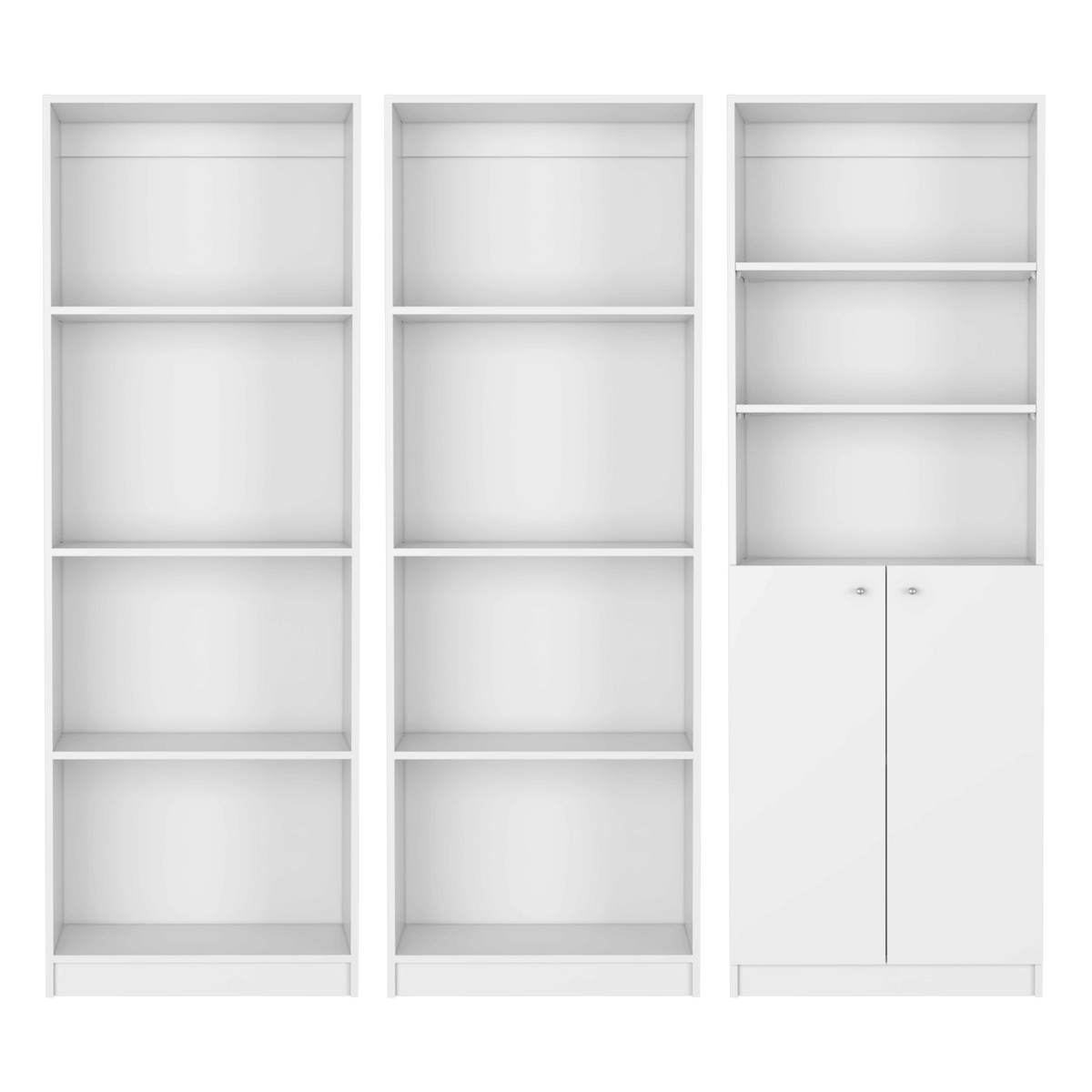 Oasis 3-Piece Living Room Set with Bookcases in White