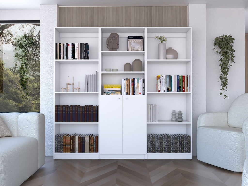 Oasis 3-Piece Living Room Set with Bookcases in White