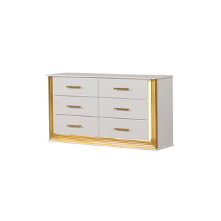 Obsession Contemporary Style 6-Drawer Dresser Made with Wood & Gold Finish(Includes Only