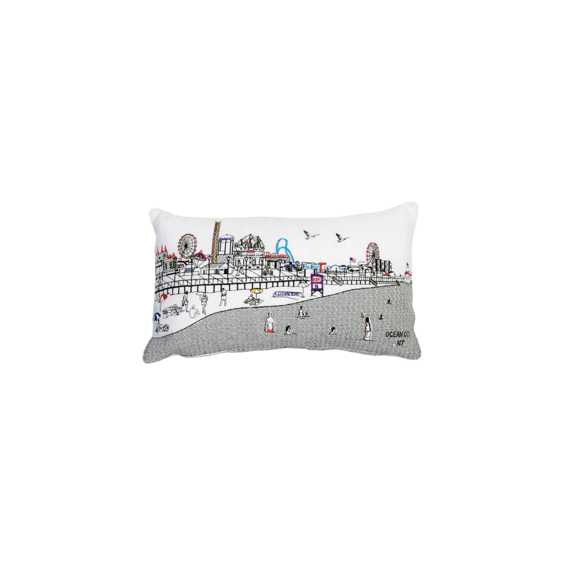Ocean City NJ Shore Pillow in Day and Night Designs